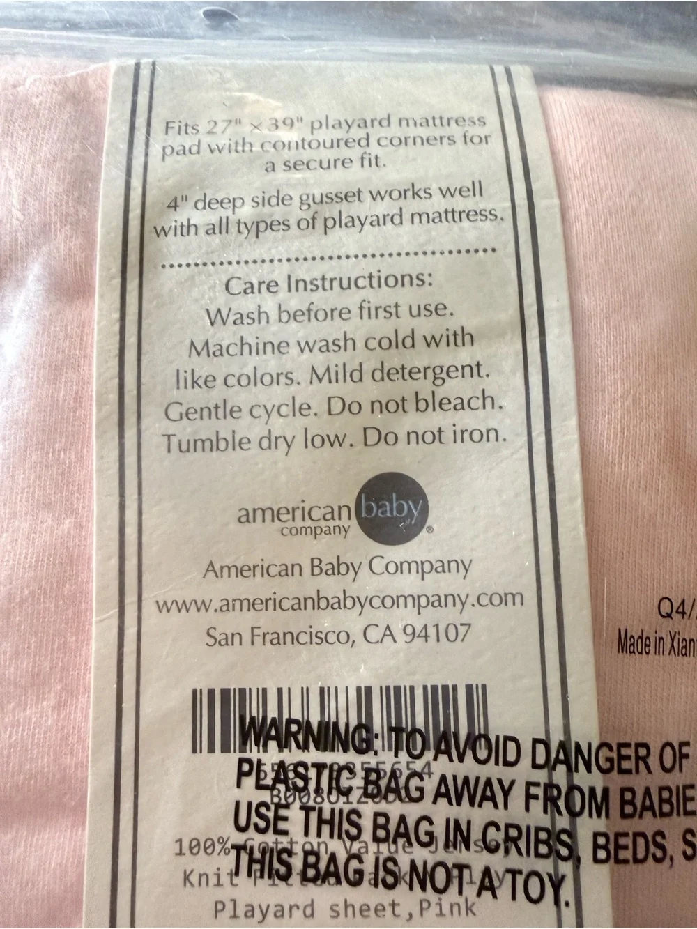 American Baby Cotton Jersey Playard Sheet Blush Pink